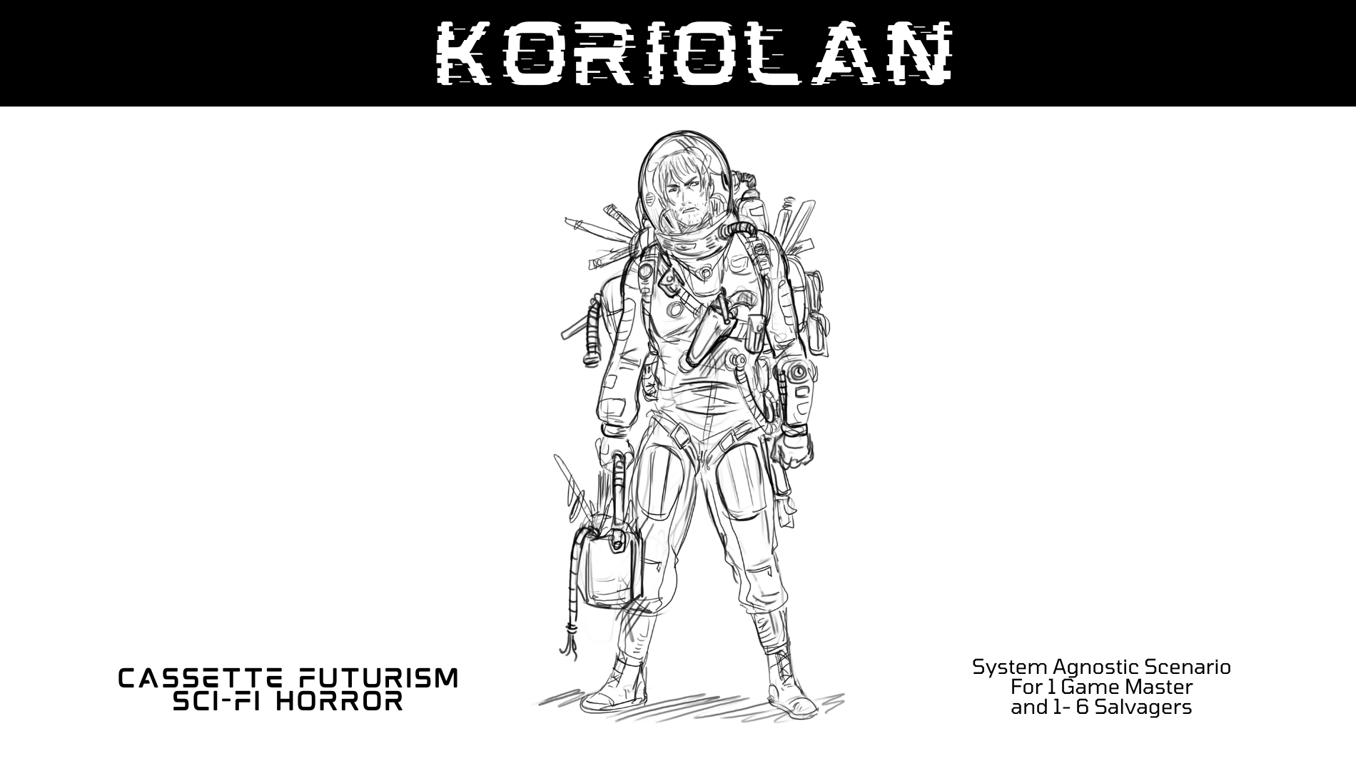 koriolan one page rpg about space salvagers and horror poster